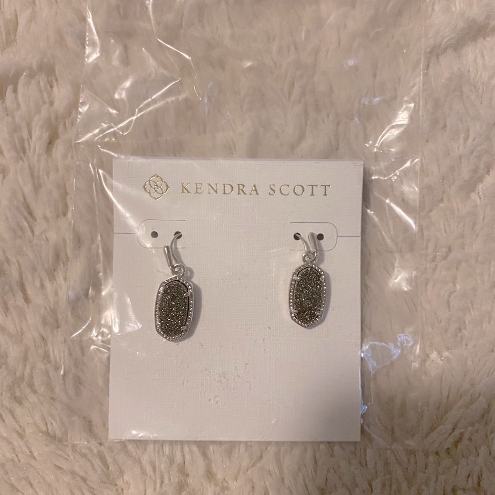 Lee Silver Drop Earrings Platinum Drusy Brand new